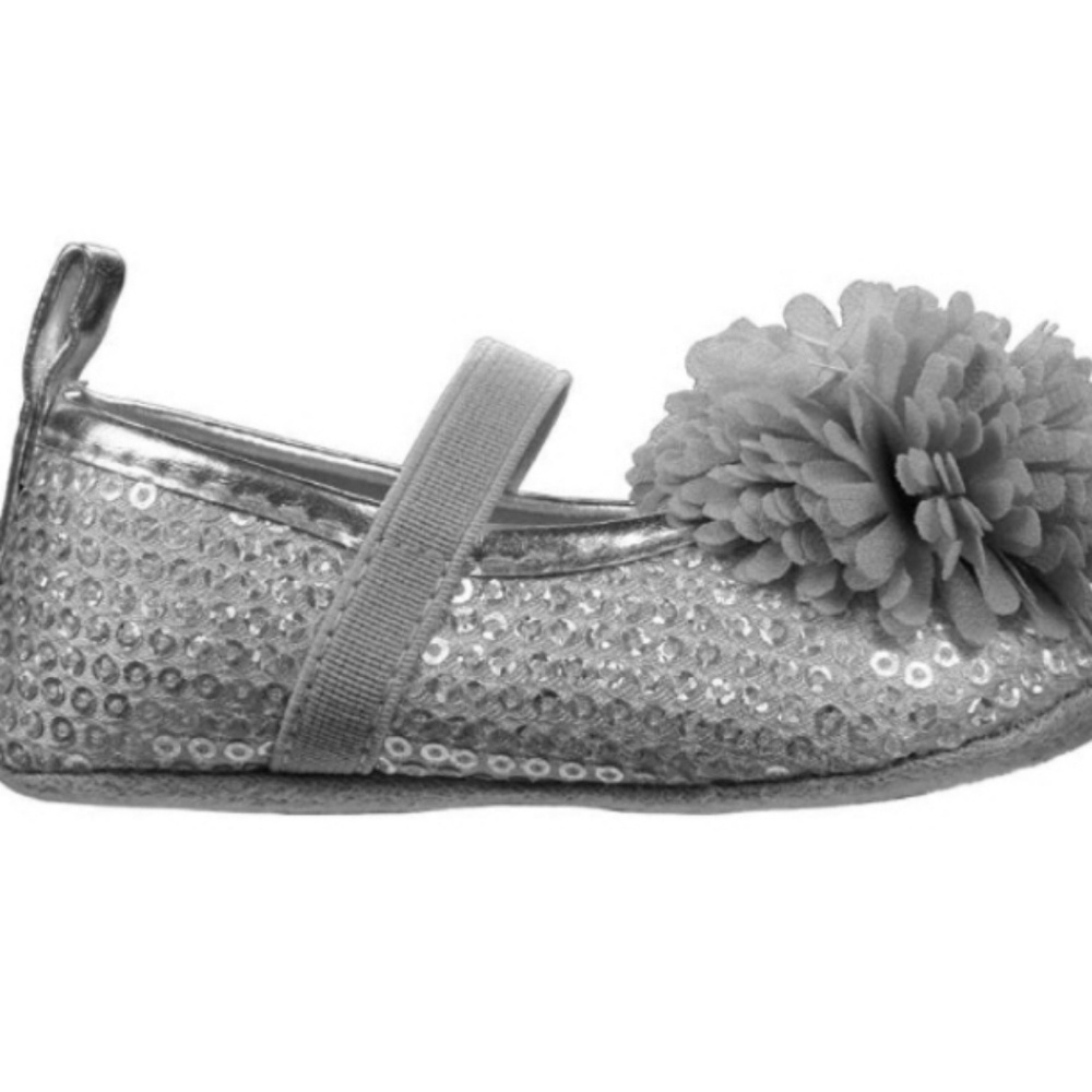 💥4/$18 baby Silver Sequin Crib Shoes